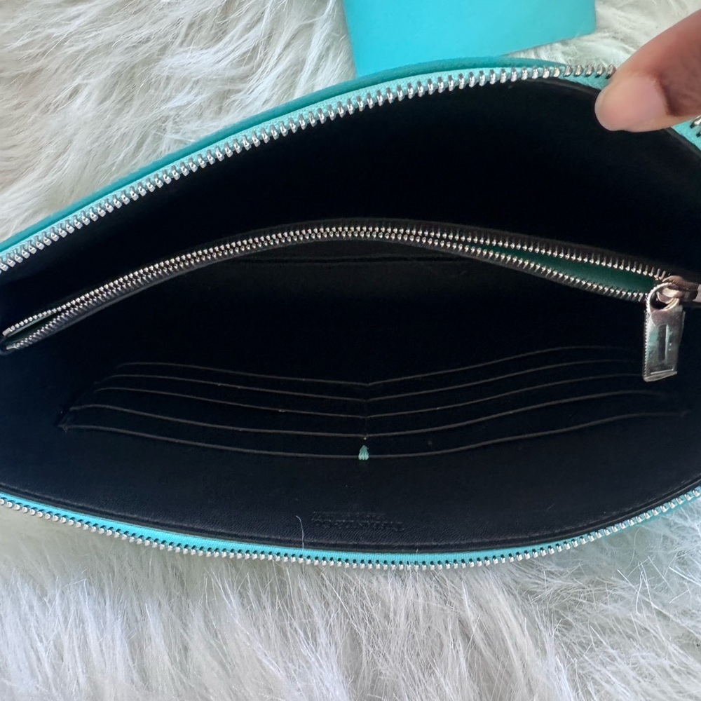 Tiffany & Co. Aqua Leather Clutch - Picture 2 of 5